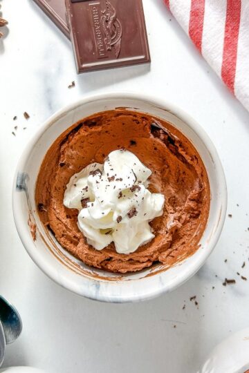 A cup of chocolate mousse.
