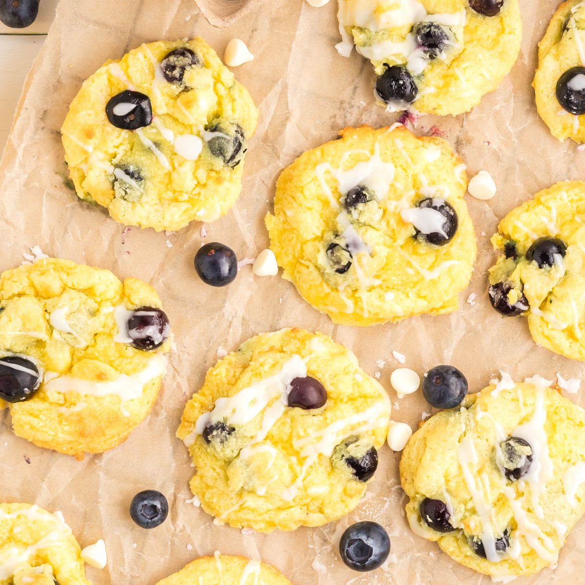 Lemon cookies on a parchment paper.