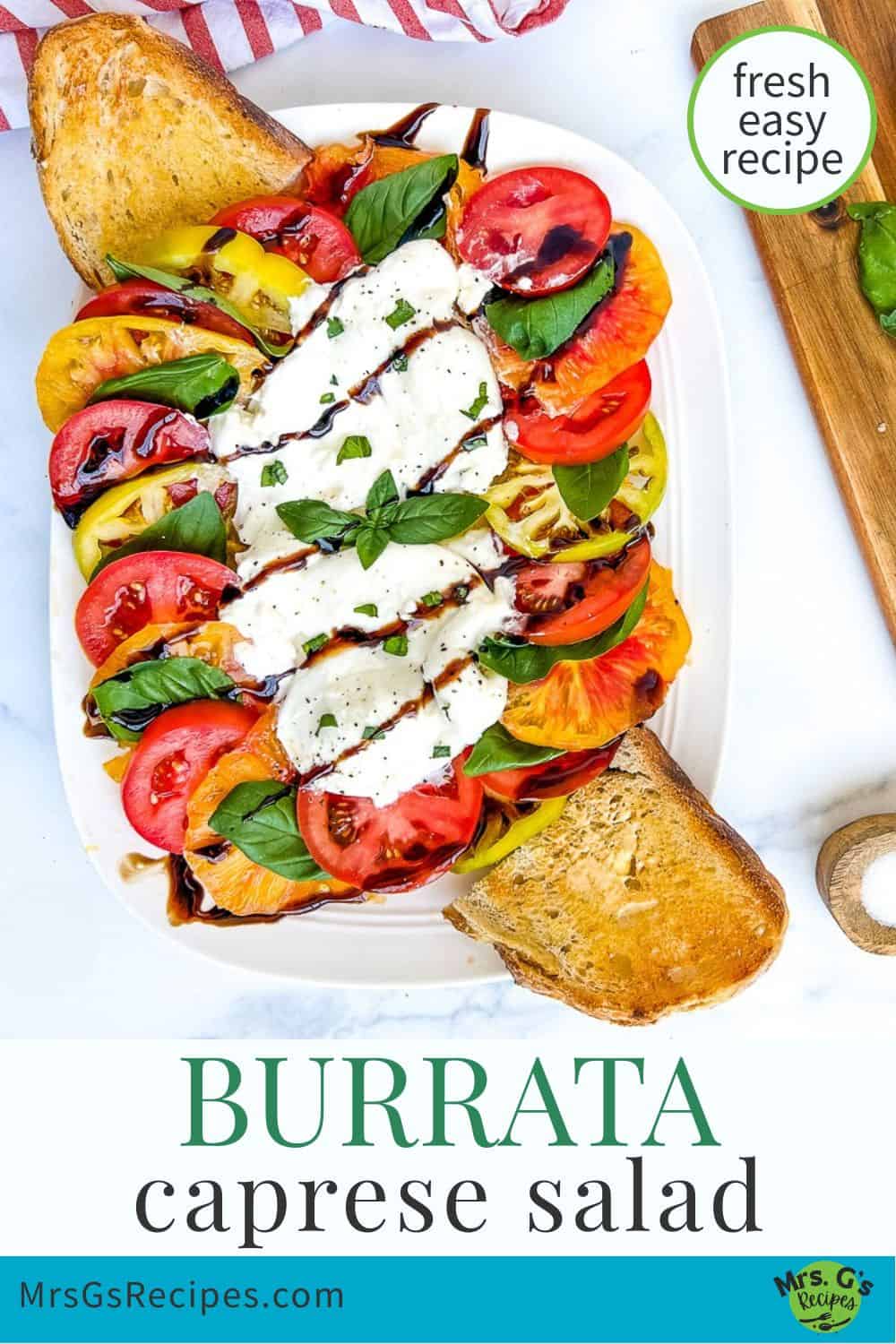 Titled graphic image for burrata caprese.
