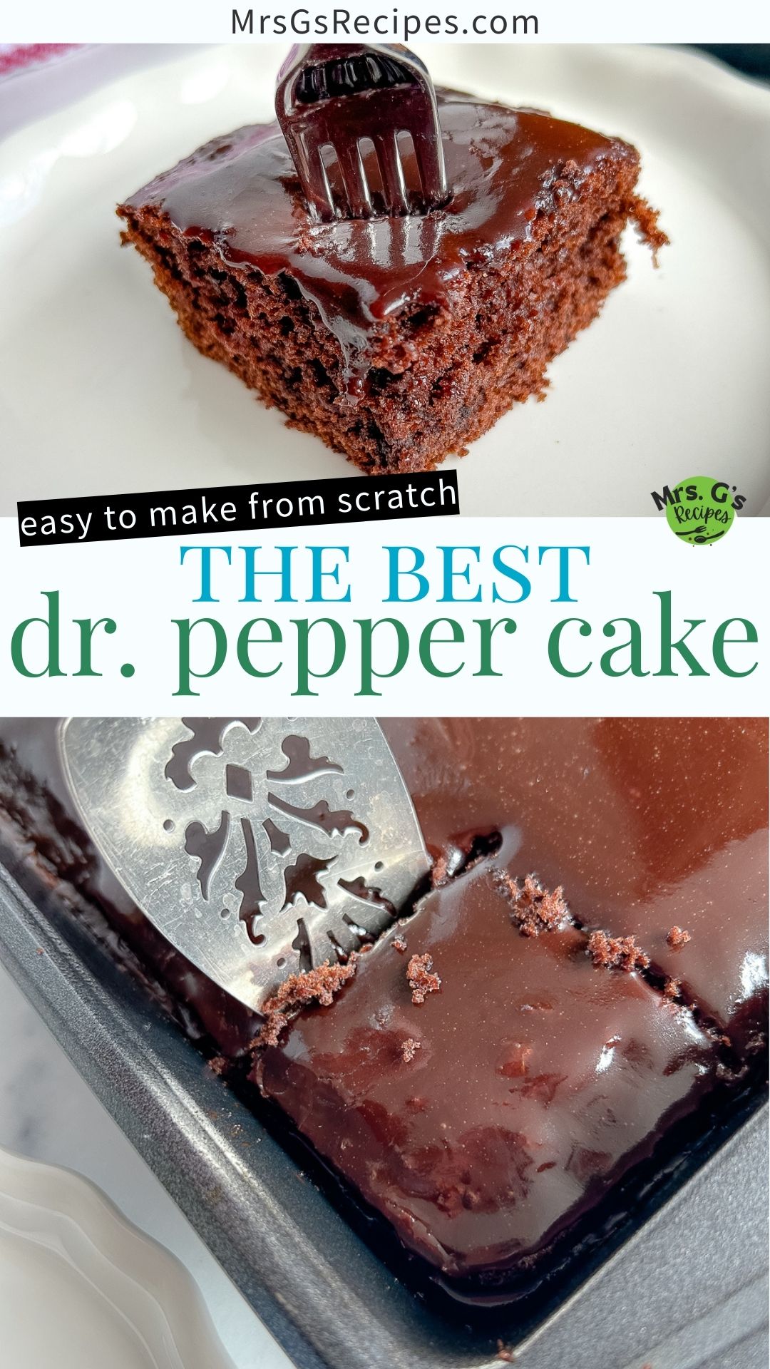 Titled graphic collage of 2 Dr Pepper cake images.