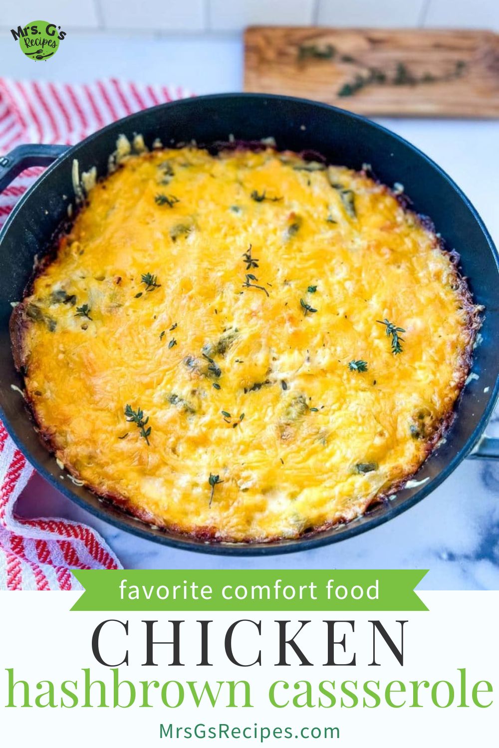 Titled graphic image chicken hashbrown casserole.