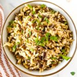square photo of Instant Pot Wild Rice in a bowl.