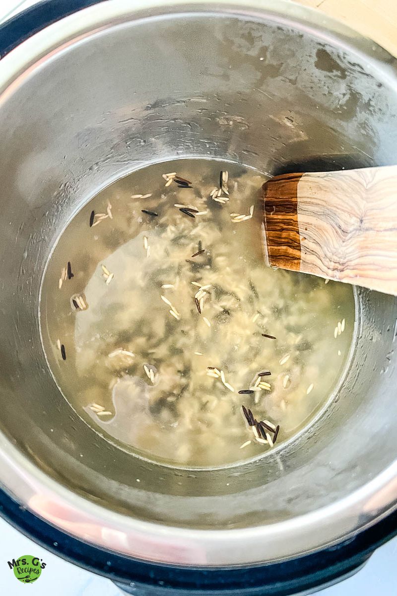 Wild rice with broth in Instant Pot.