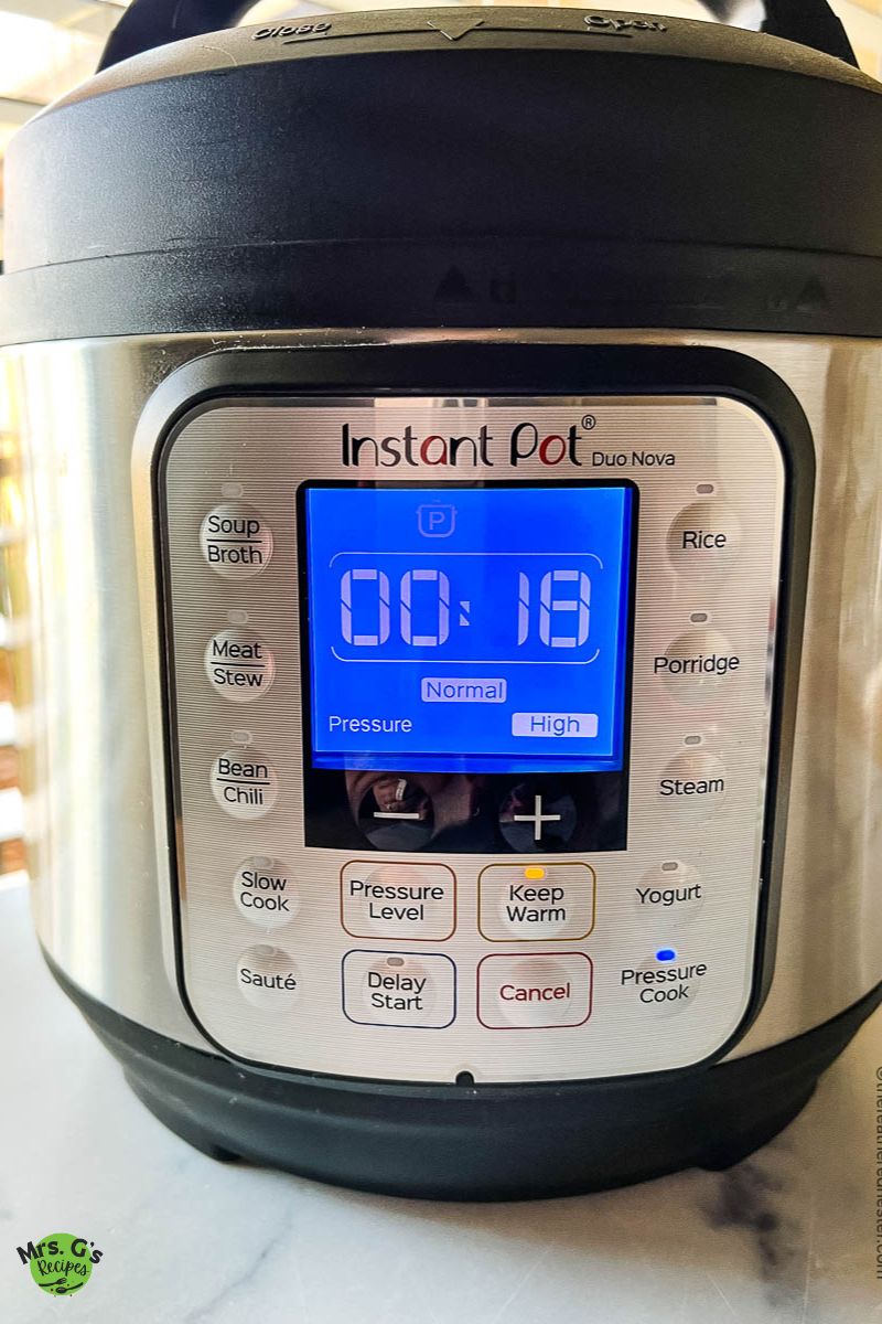 Instant Pot set to 18 minutes on high.